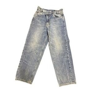 Mo&Co Women's Blue Acid Wash High Waist Straight Leg Jeans Denim Pants